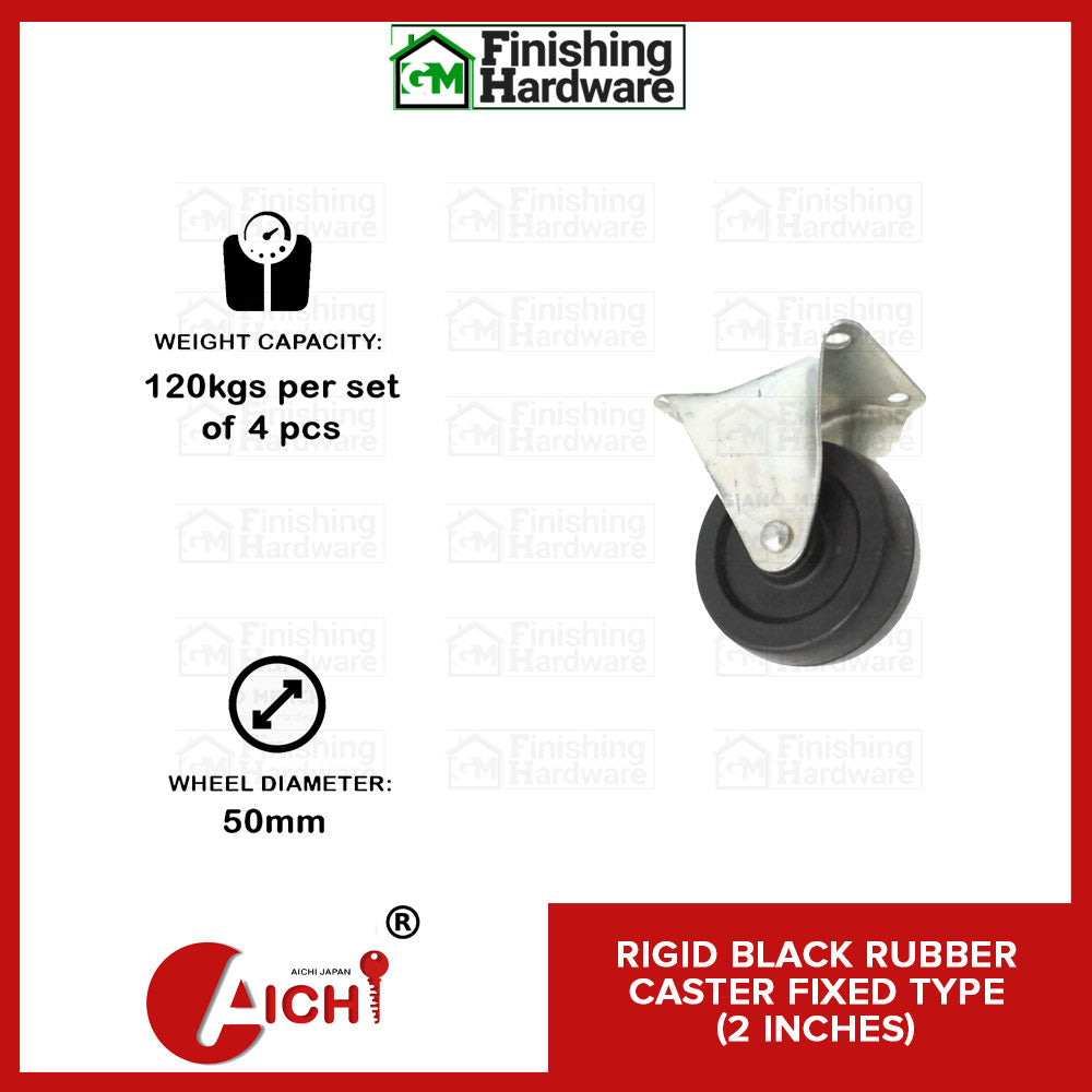 Black Rubber Caster Fixed Type