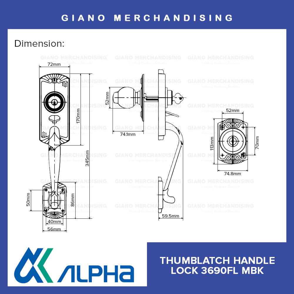 Alpha Entrance Thumb Latch Lockset 3690 FL