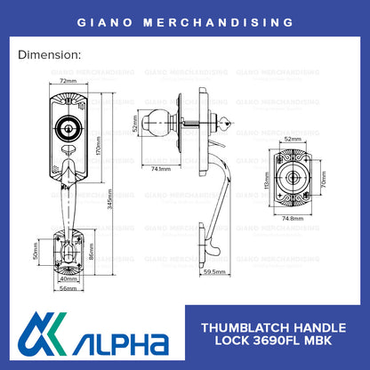 Alpha Entrance Thumb Latch Lockset 3690 FL