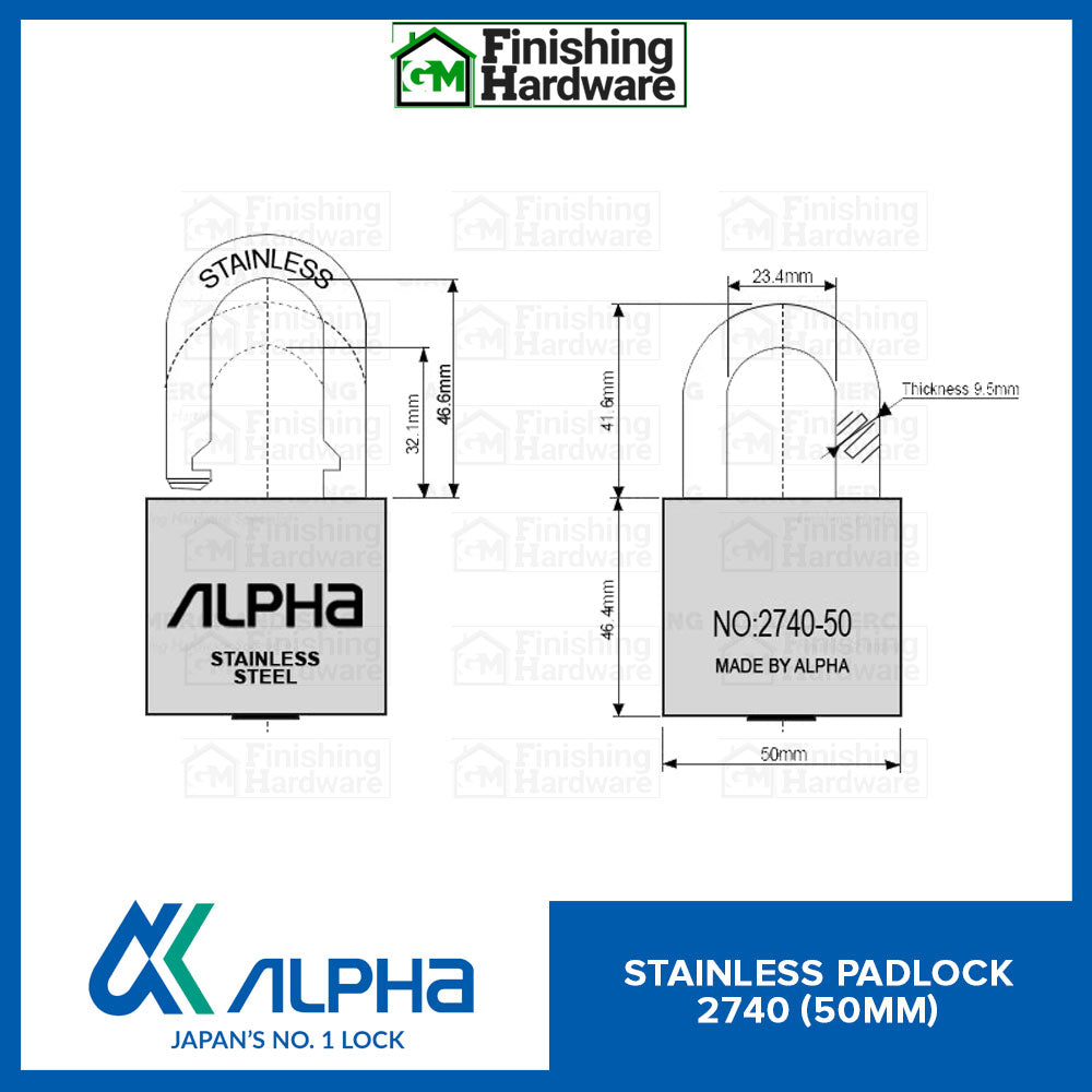 Alpha Stainless 304 Padlock 2740