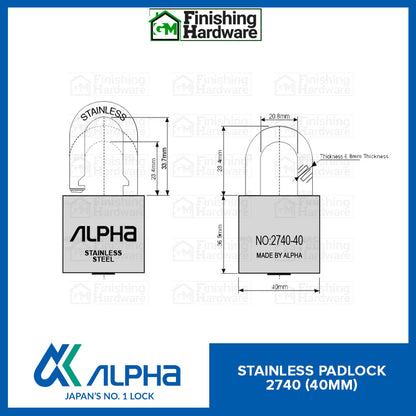 Alpha Stainless 304 Padlock 2740