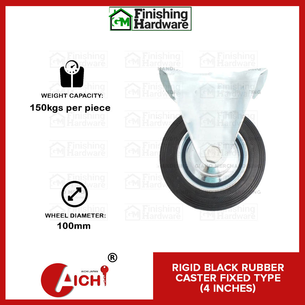 Black Rubber Caster Fixed Type with Hood (1PC)