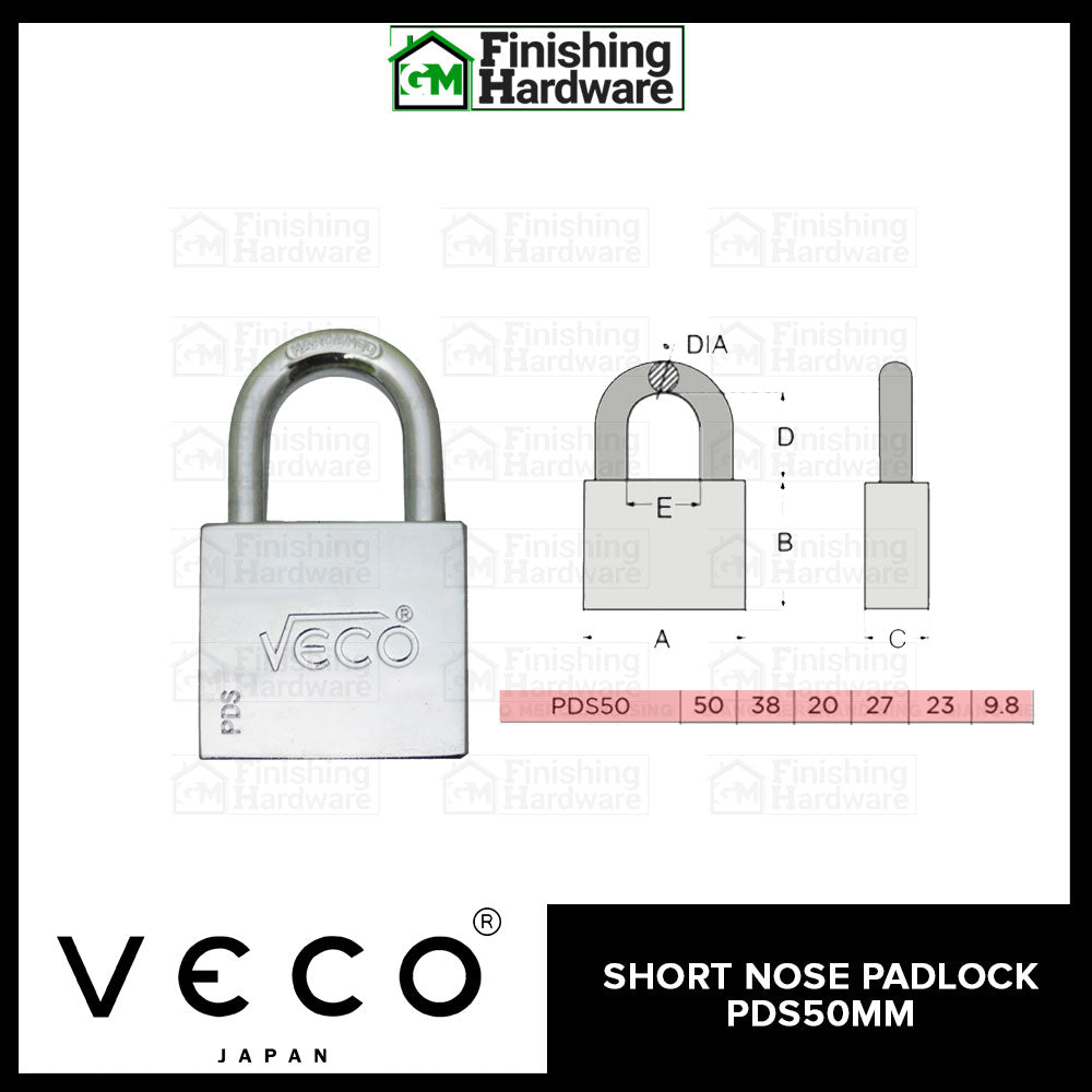 Veco Short Nose Padlock PDS (50MM)