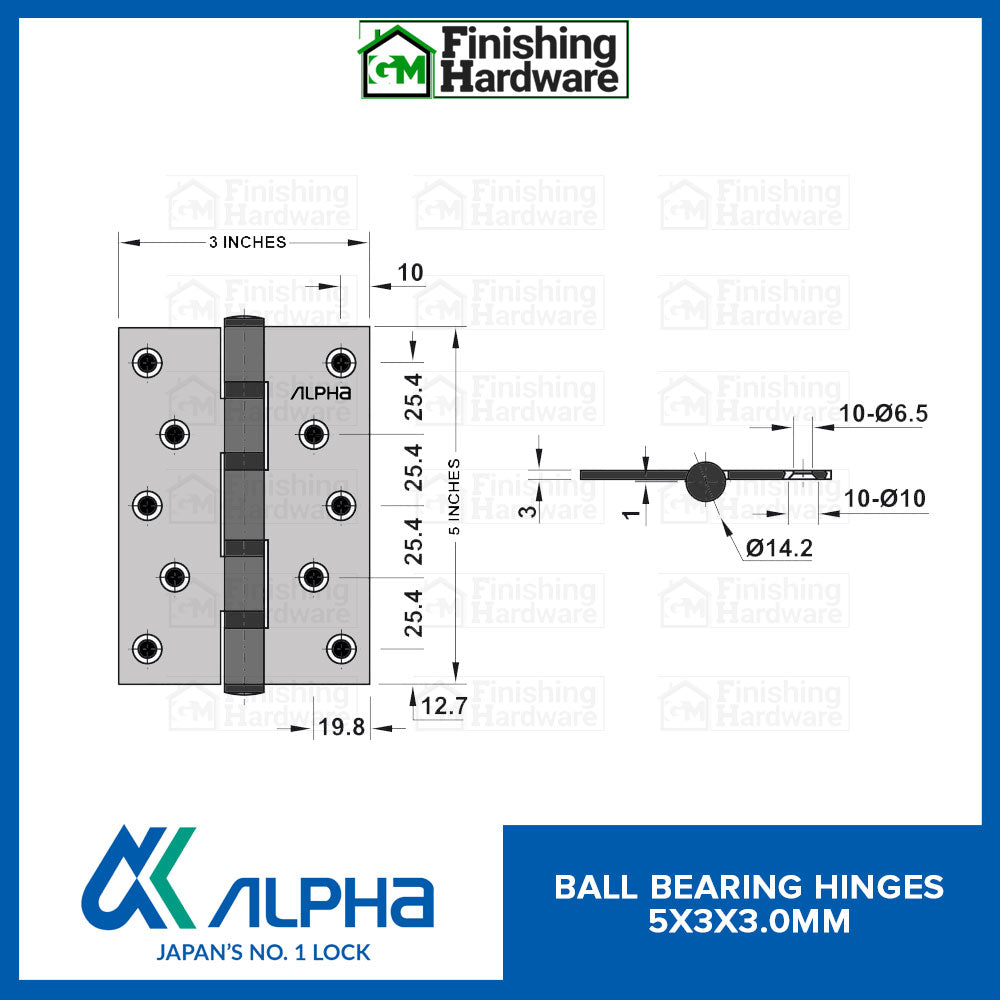 Alpha Ball Bearing Hinges (5x3x3.0mm) MBK