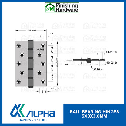 Alpha Ball Bearing Hinges (5x3x3.0mm) MBK