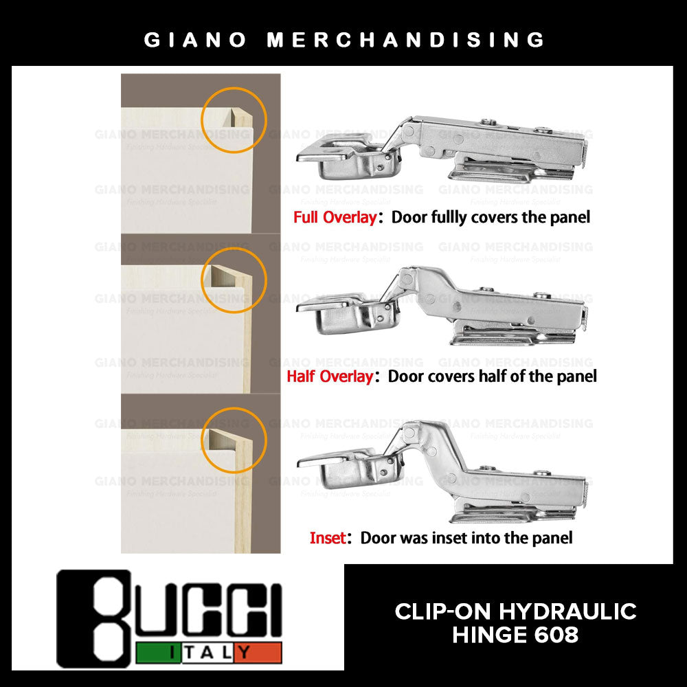 BUCCI Clip-On Hydraulic Concealed Hinge 608(2pcs/pack)