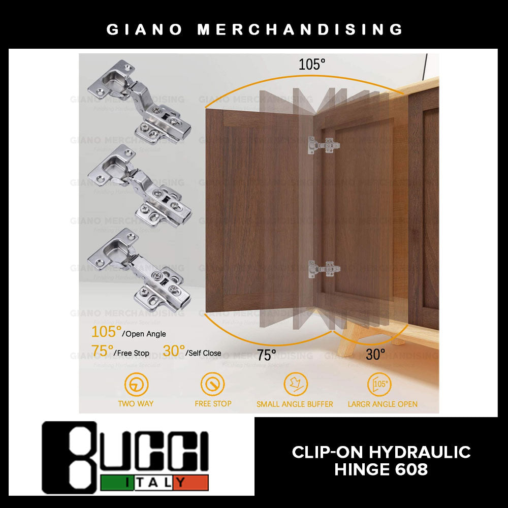 BUCCI Clip-On Hydraulic Concealed Hinge 608(2pcs/pack)