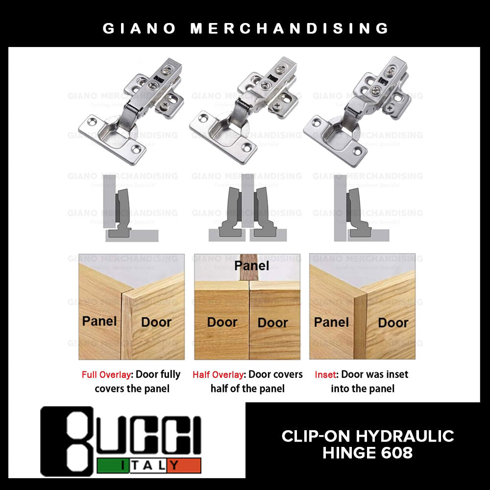 BUCCI Clip-On Hydraulic Concealed Hinge 608(2pcs/pack)