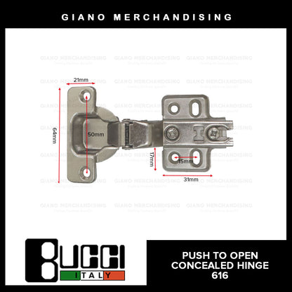 BUCCI Push to Open Concealed Hinges 616(2pcs/pack)