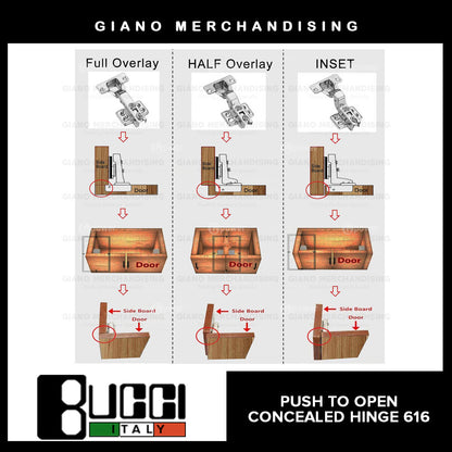 BUCCI Push to Open Concealed Hinges 616(2pcs/pack)