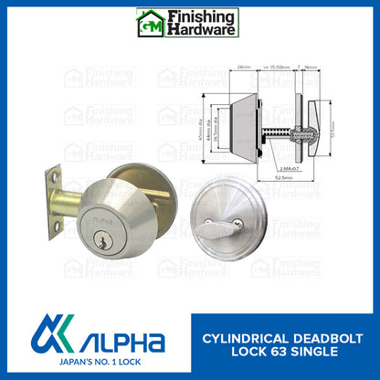 Alpha Cylindrical Deadbolt 63 Single