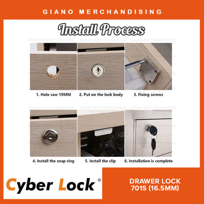 CyberLock Drawer Lock 701S (16.5mm Diameter)