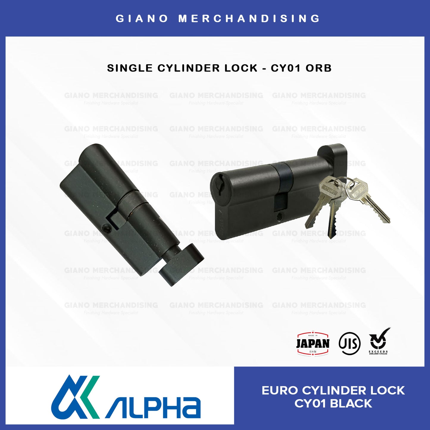 Alpha Lockset Only (Mortisse Lockcase + Cylinder + Escutcheon)