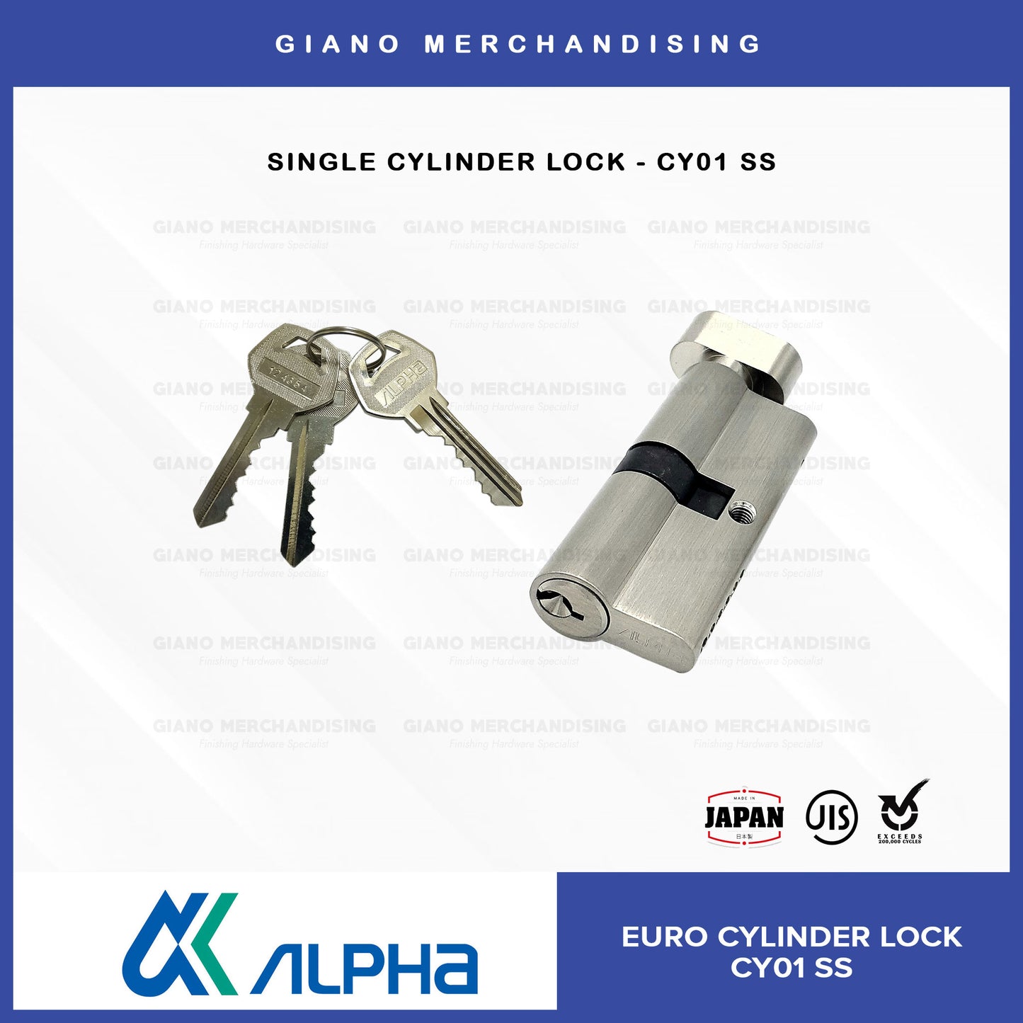 Alpha Lockset Only (Mortisse Lockcase + Cylinder + Escutcheon)