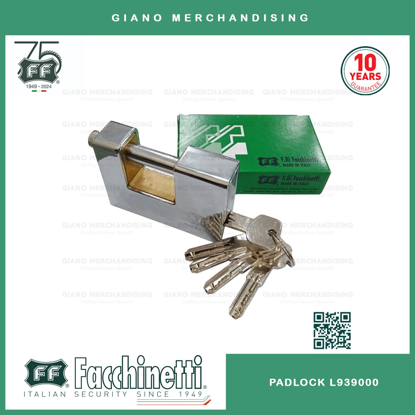 Facchinetti Armoured Padlock w/ 3mm Hardened Steel