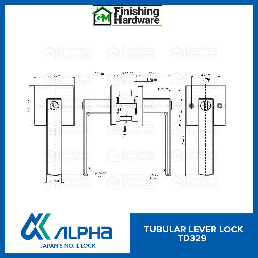 Alpha Tubular Lever Door Lock