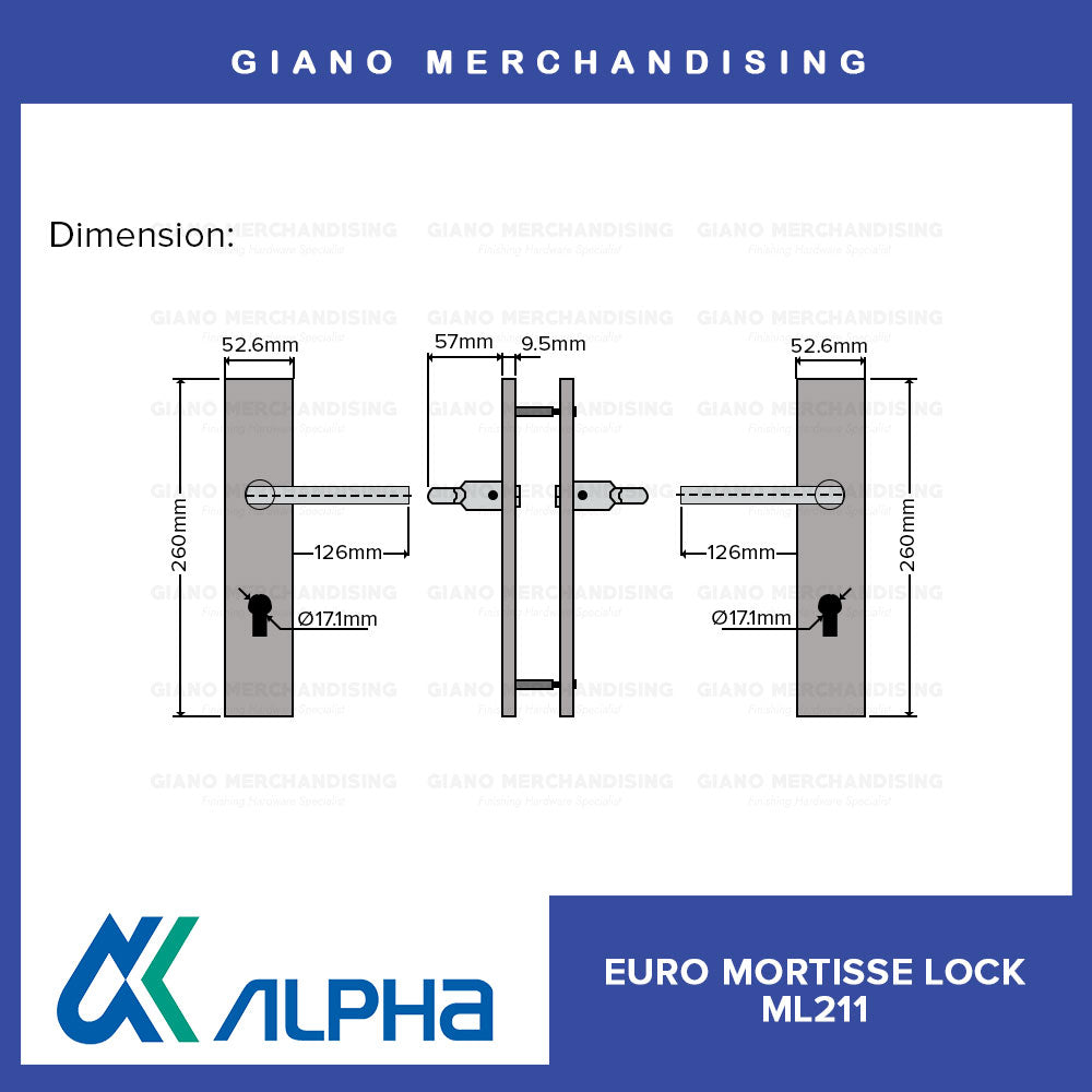 Alpha Euro Mortise Door Lock ML211