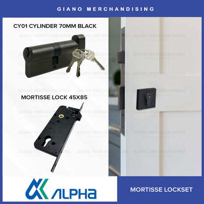 Alpha Lockset Only (Mortisse Lockcase + Cylinder + Escutcheon)