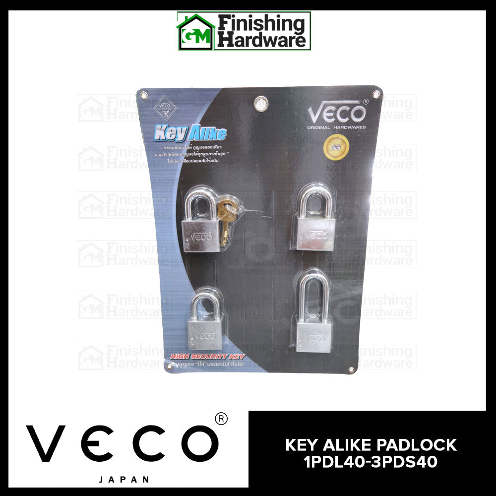 Veco Key Alike Padlock 1PDL40-3PDS40