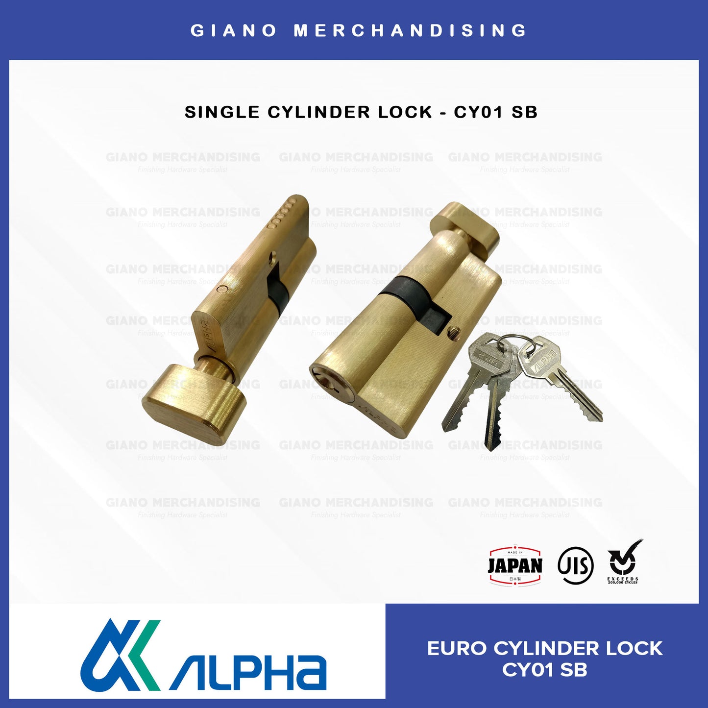 Alpha Lockset Only (Mortisse Lockcase + Cylinder + Escutcheon)