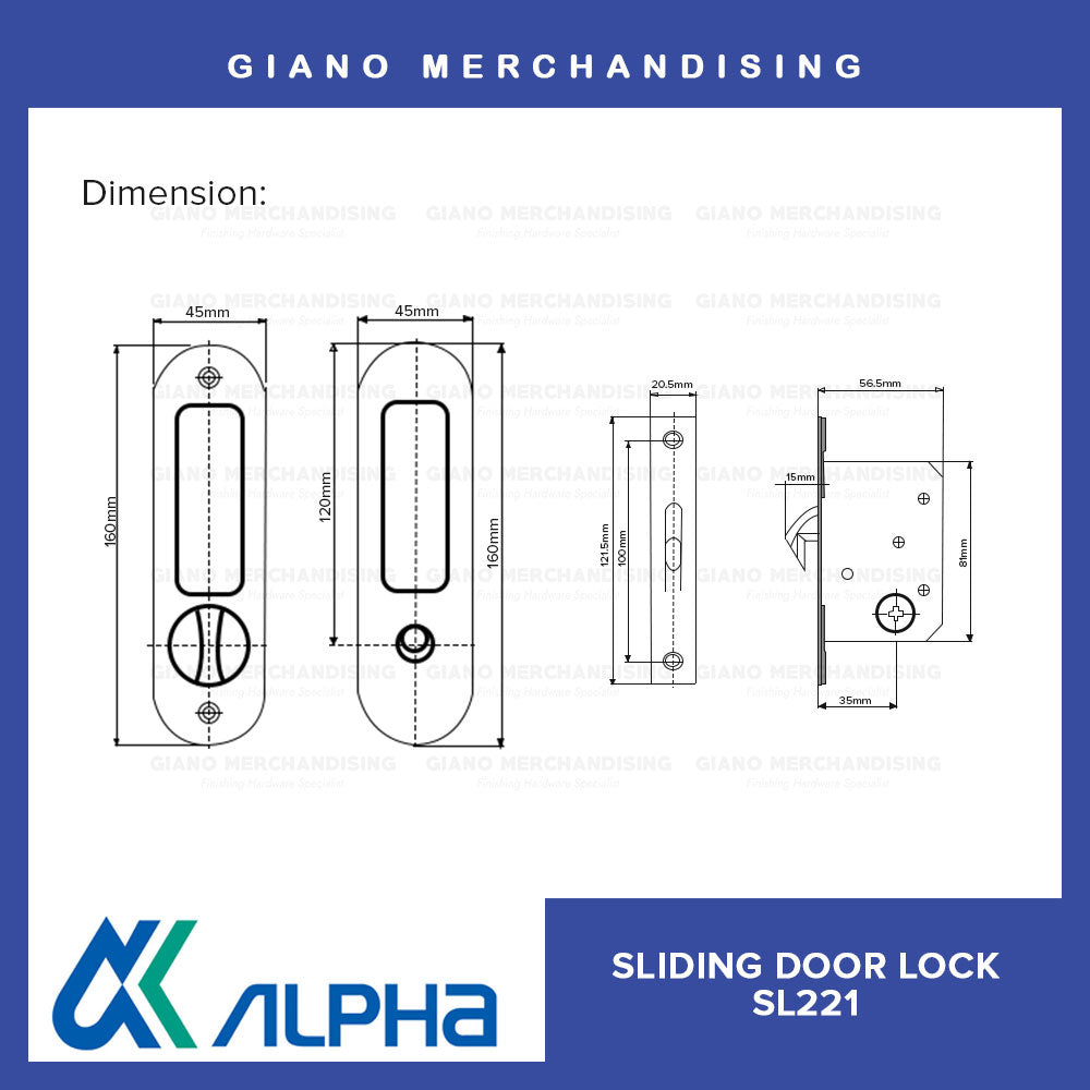 Alpha Sliding Door Lock Oval