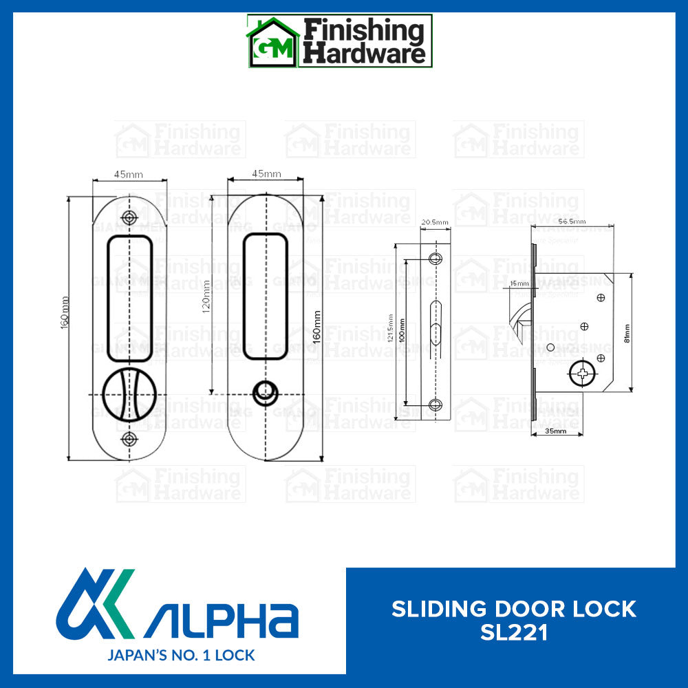 Alpha Sliding Door Lock Oval SL221