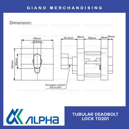 Alpha Tubular Deadbolt Lock TD201