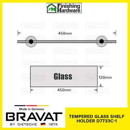 BRAVAT Tempered Glass Shelf Holder D733C-1