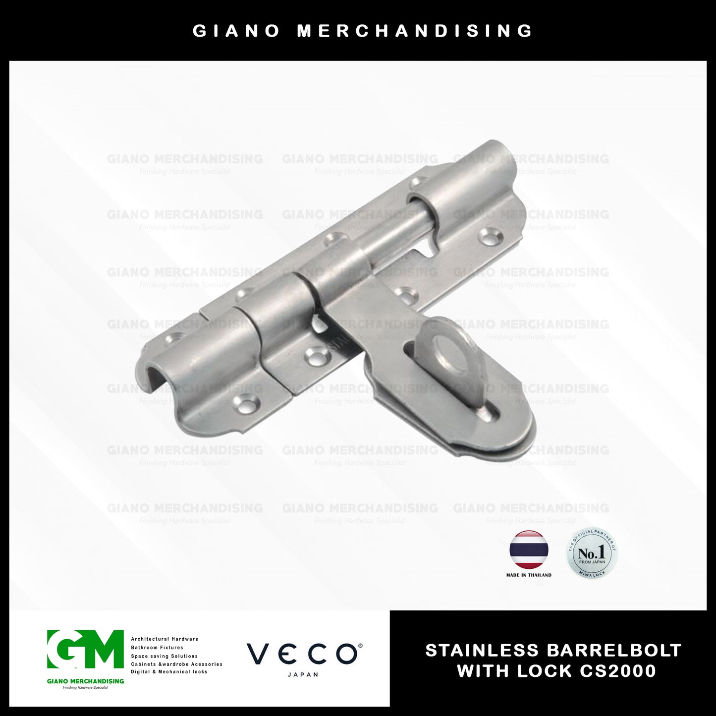 Veco Stainless Barrelbolt with Lock CS2000