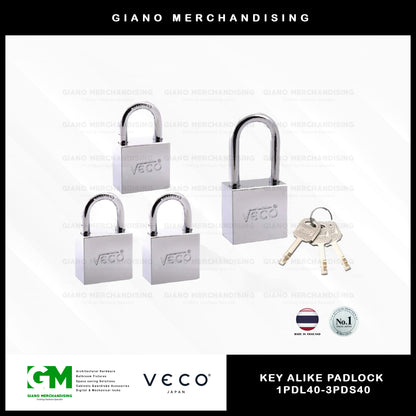 Veco Key Alike Padlock 1PDL40-3PDS40