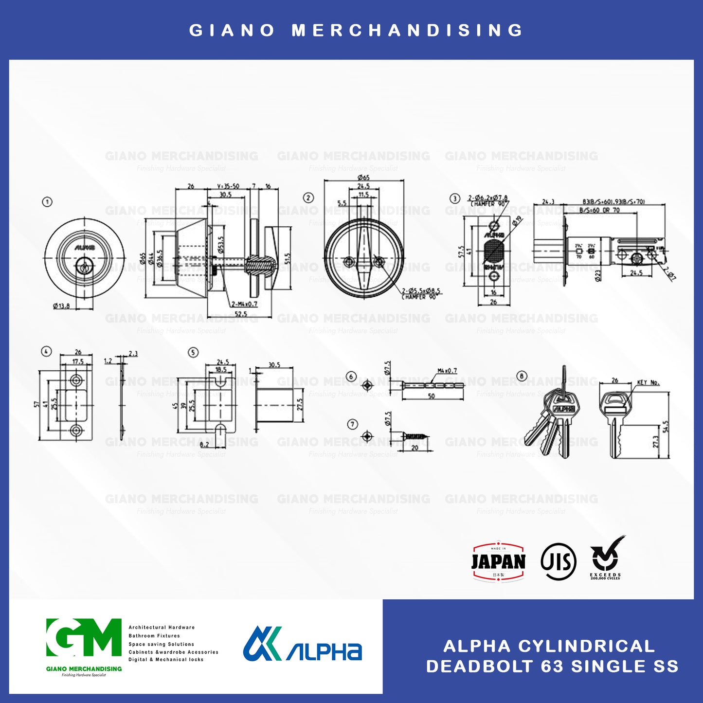 Alpha Cylindrical Deadbolt 63 Single