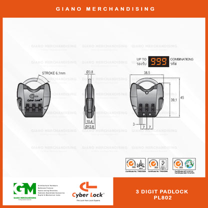 CyberLock Combination Padlock PL802