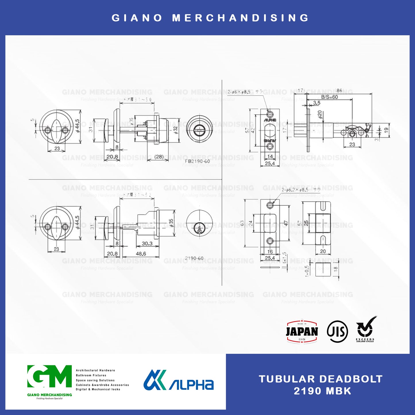 Alpha Tubular Deadbolt 2190 MBK