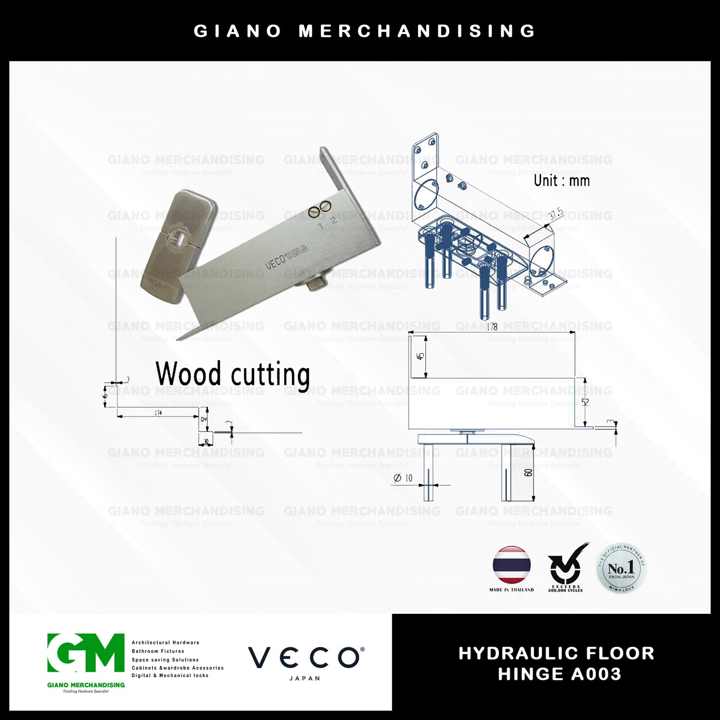 Veco Hydraulic Floor Hinge A003