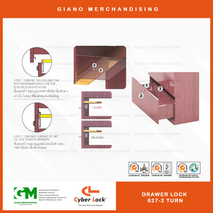 CyberLock Drawer Lock 627-2 Turn