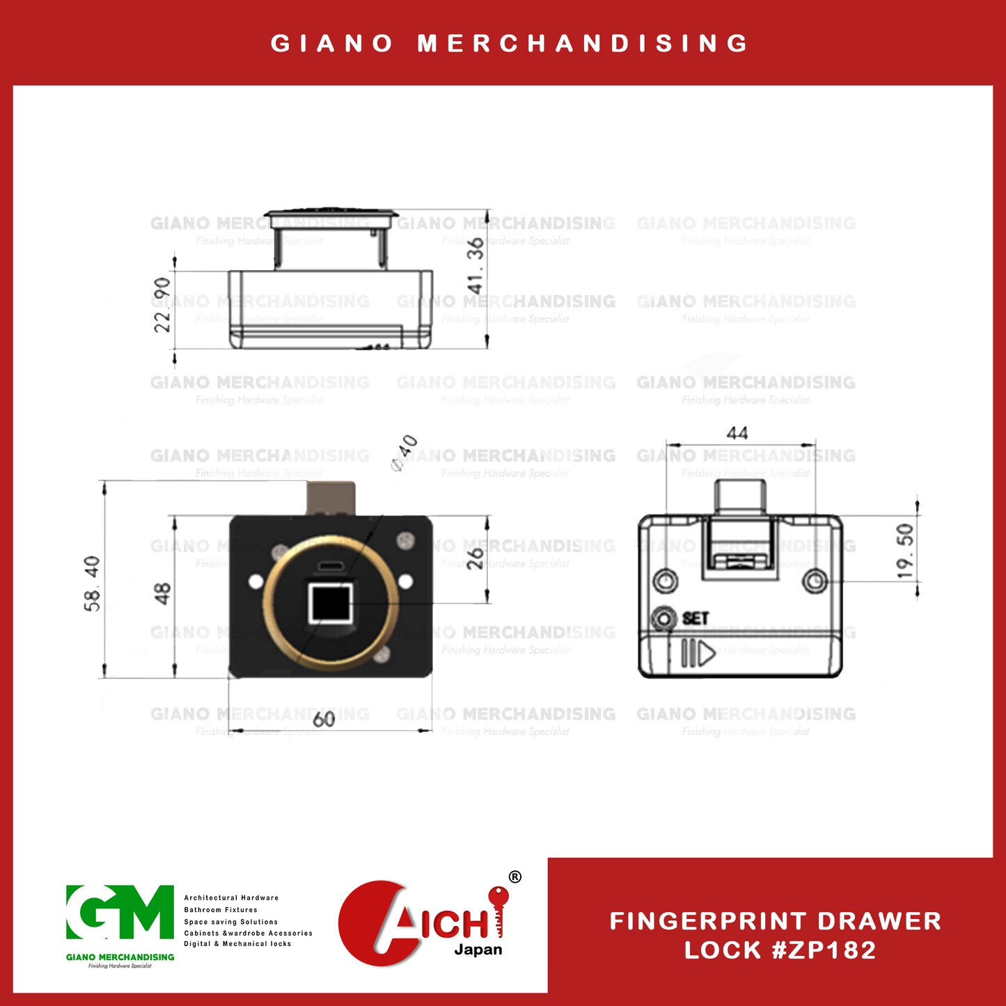 Fingerprint Drawer lock ZP182