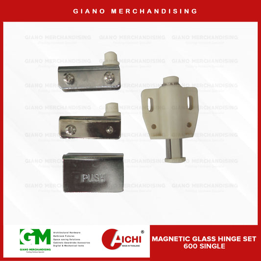 Magnetic Push Glass Hinge Set 600