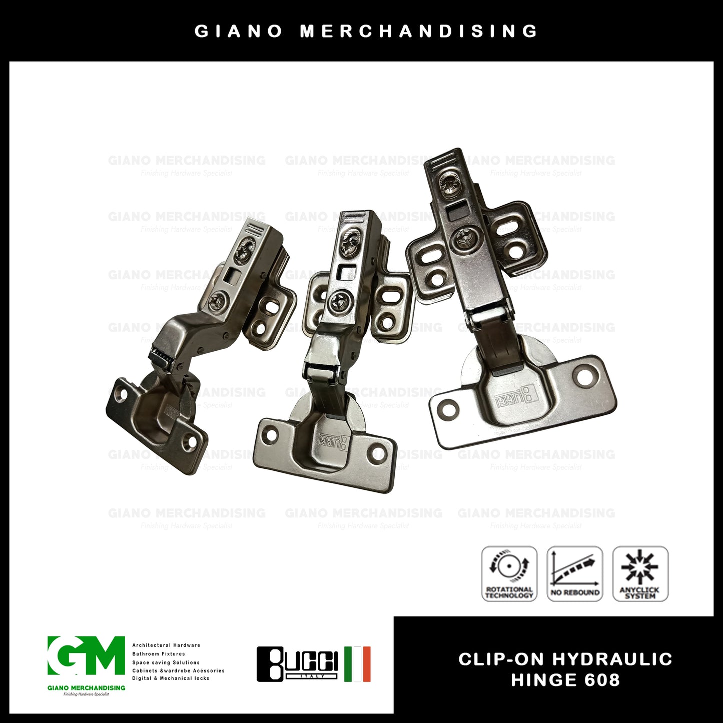 BUCCI Clip-On Hydraulic Concealed Hinge 608(2pcs/pack)