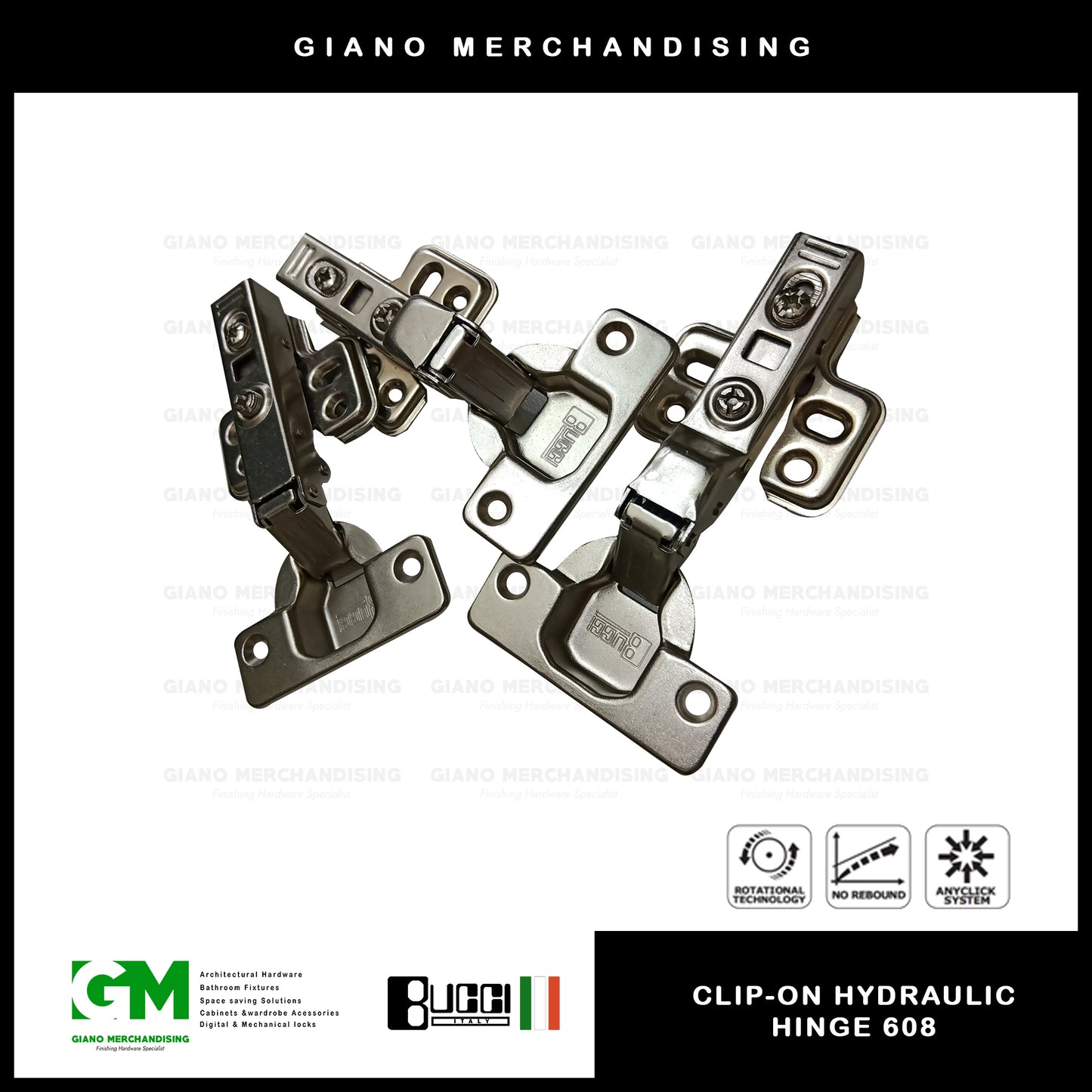 BUCCI Clip-On Hydraulic Concealed Hinge 608(2pcs/pack)