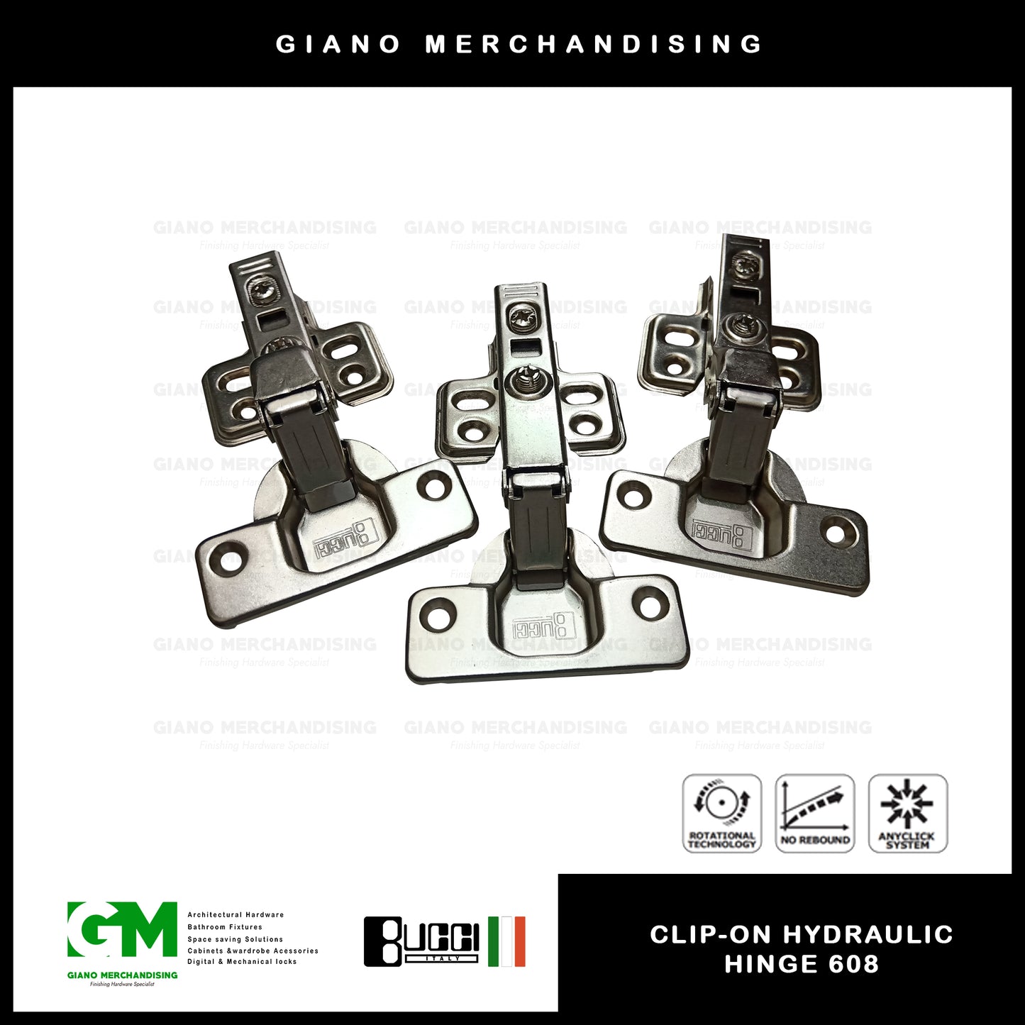 BUCCI Clip-On Hydraulic Concealed Hinge 608(2pcs/pack)