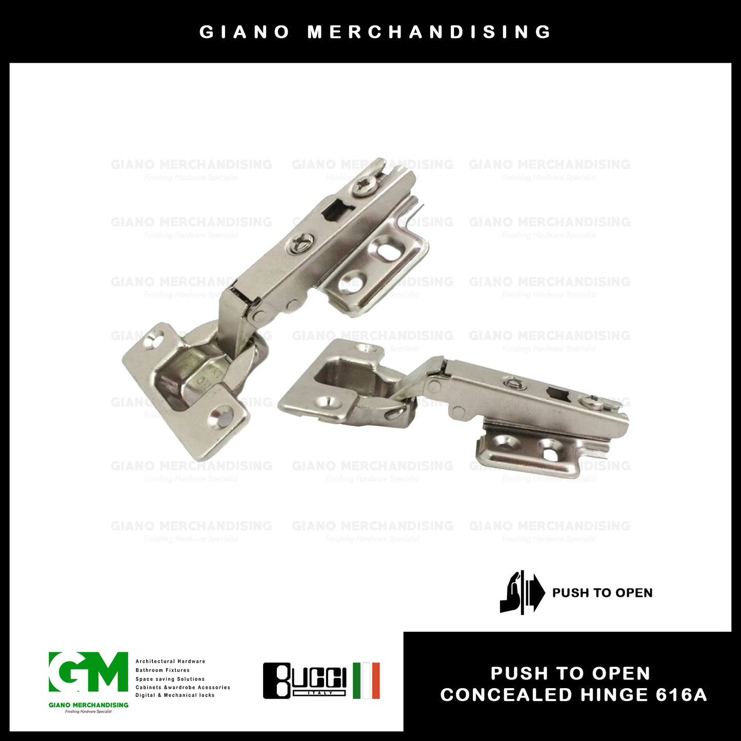 BUCCI Push to Open Concealed Hinges 616(2pcs/pack)