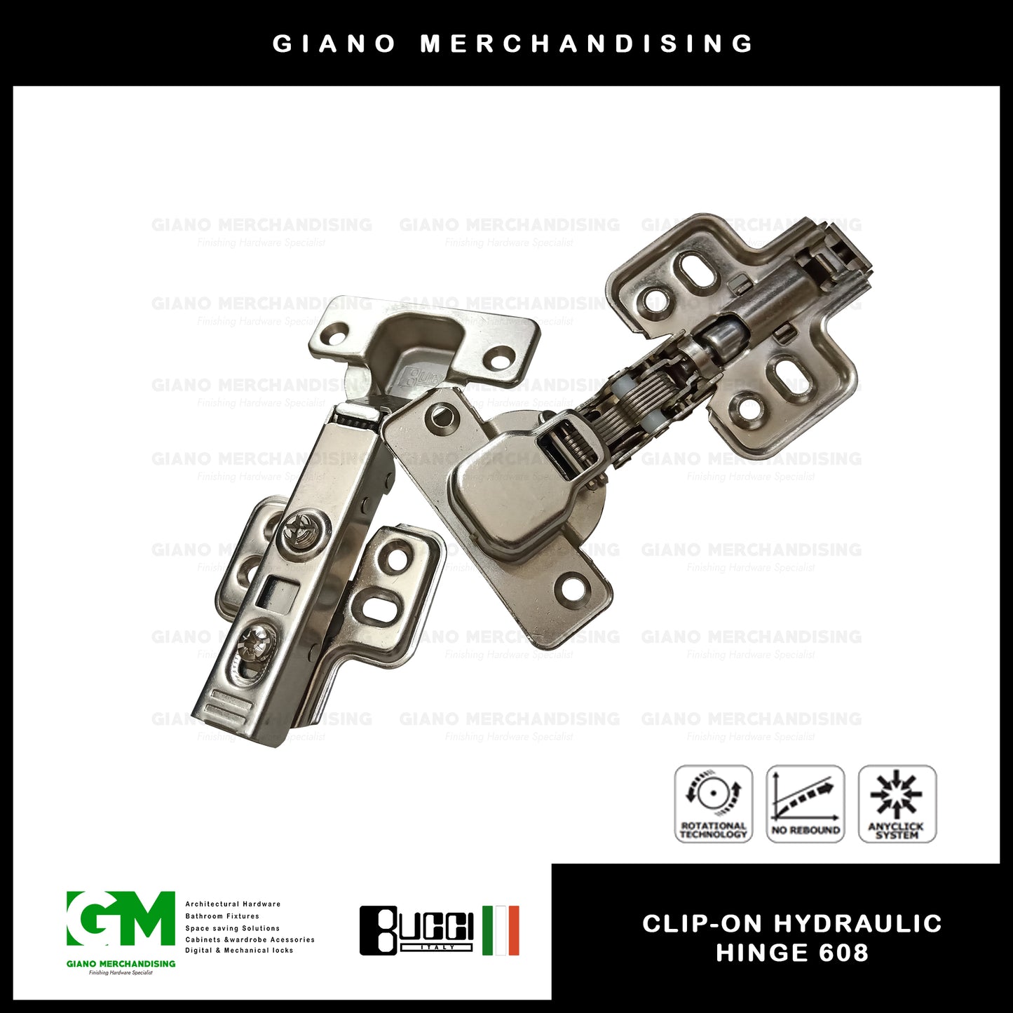 BUCCI Clip-On Hydraulic Concealed Hinge 608(2pcs/pack)