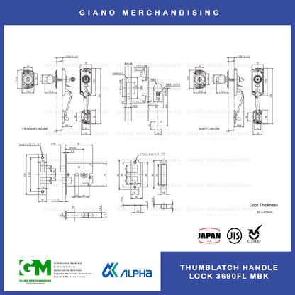 Alpha Entrance Thumb Latch Lockset 3690 FL