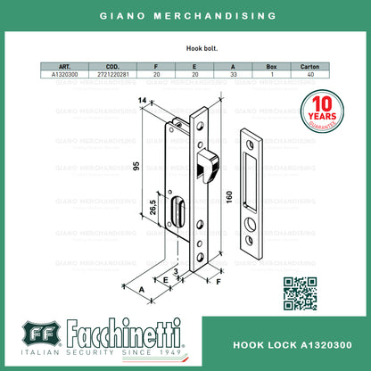 Facchinetti Hook Lock with Double Cylinder